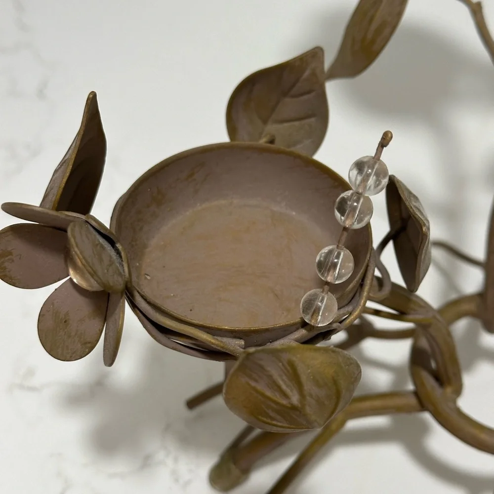 PARTYLITE 3 CANDLE HOLDER METAL VINES/FLORAL 10
